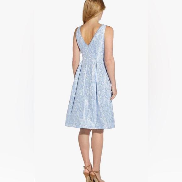 Brand NWT Adrianna Papell Pearl Trimmed Jacquard Dress Size 16 - Picture 2 of 12